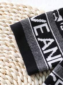 SHEIN 2pcs Baby Girls Houndstooth Sweater And Wide Leg Pants Set, Fashionable Knit Outfit For Fall/Winter - Multicolor - View 5