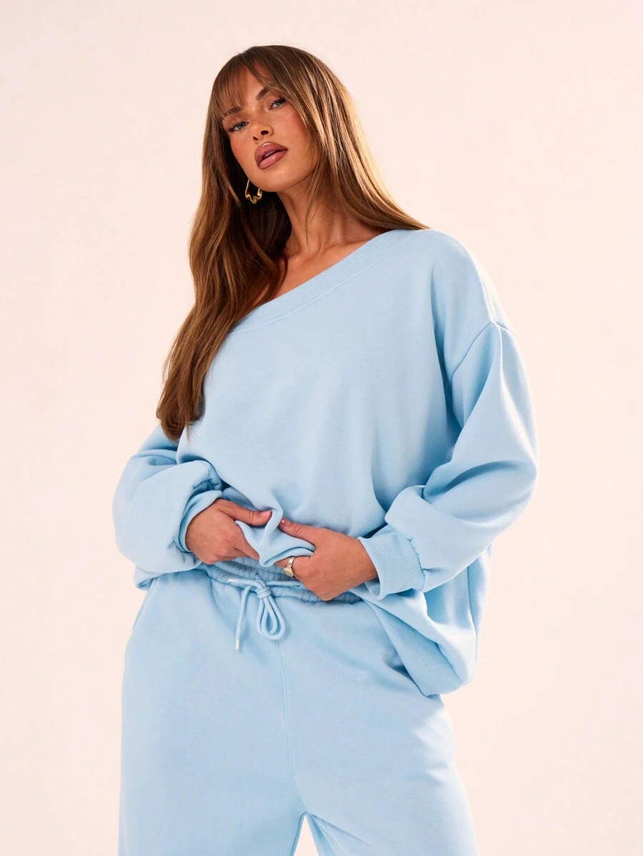 MUSERA Loose Fit Asymmetrical Neck Sweatshirt