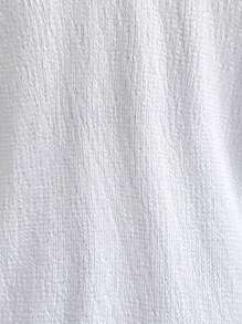 Plus Size Crew Neck Long Sleeve Solid Textured Casual Shirt - White - View 6