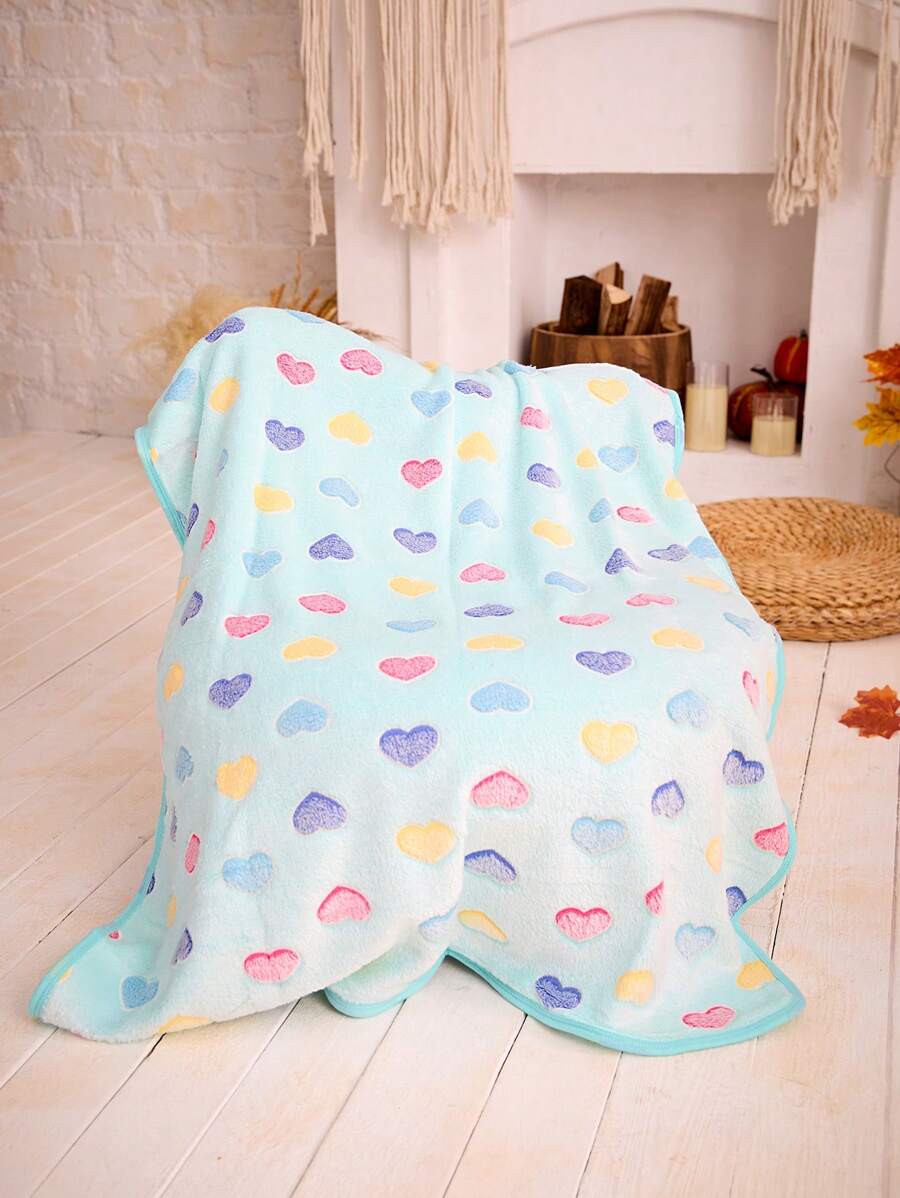 PETSIN Blue Heart Shaped Printed Cute Warm Pet Blanket - Multicolor - View 1