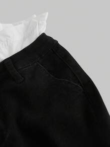 SHEIN MOD Quần Jeans Ống Loe Skinny Denim Skinny Patchwork Casual dành cho Nữ, Kiểu Dáng Dễ Thương - Nhiều màu - Xem 4