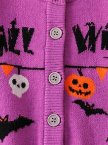 Áo len cardigan họa tiết bí ngô và dơi dễ thương cho bé gái Halloween - Màu Hoa hồng đỏ - Xem 4