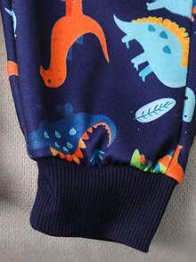 Conjunto de 2 piezas de sudadera y pantalones con estampado de dinosaurios lindo para niño pequeño/bebé, apropiado para usar en interiores y exteriores, otoño/invierno - Multicolor - Ver 6