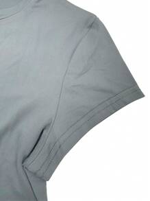 Women's Fitted Mesh Colorful Short Sleeve Casual Shorts Set - Grey - View 6