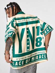 AXEPEAK Camicia sciolta a maniche corte con stampa digitale alla moda, adatta per l'estate, per uscire, come regalo per il fidanzato, stile streetwear