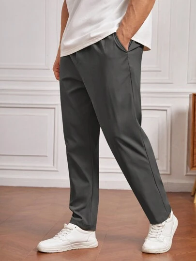 EASEVO Plus Size Men's Casual Solid Color Tapered Pants, Fall