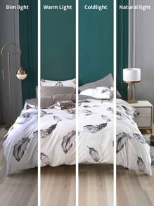 Feather Print Duvet Cover Set Without Filler - Multicolor - View 5