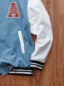 Manfinity VCAY Men's Loose Woven Patchwork Long Sleeve Jacket, For Fall Winter - Multicolor - View 8