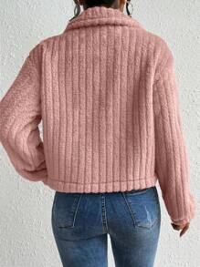 Chiquease 女士纯色简约日常长袖夹克 - 粉色 - 查看 2