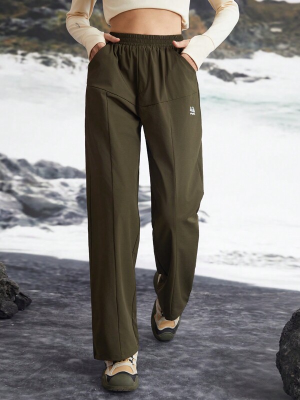 In My Nature Women's Solid Color Waist-Cinched Casual Outdoor Autumn Pants