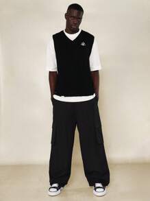 SUMWON Loose Fit Nylon Cargo Pant - Black - View 3