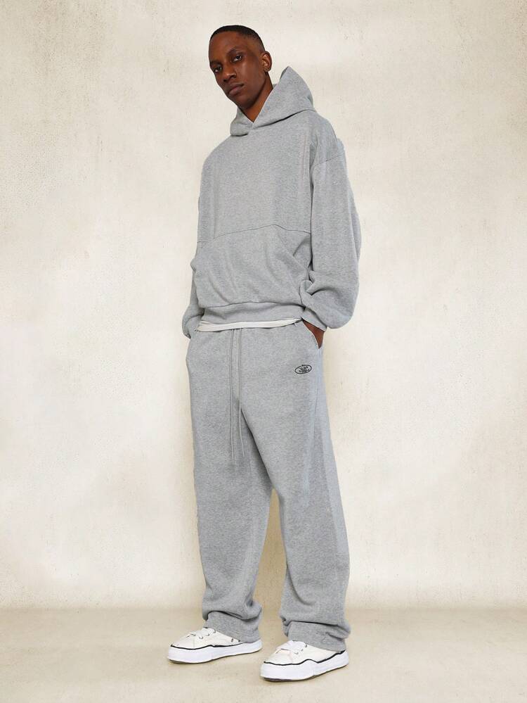 Regular Fit Overhead Hoodie With Kangaroo Pocket And Drop Crotch Sweatpants 2 Piece Set