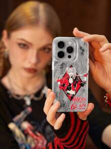 Harley Quinn | ROMWE 1 pezzo Custodia per telefono con tema di piume d''argento e rete - Argento - Visualizzare 3
