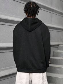 PAVTROS Luźny krój męska bluza z kapturem z długim rękawem i nadrukiem w kreskówkowe wzory, Halloween