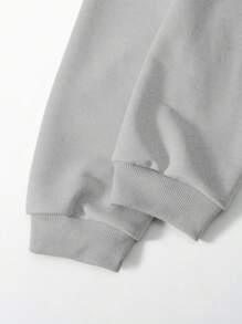 SHEIN Explorewe 2 件套青少年女孩休闲街头风露肩运动衫和运动裤套装 - 灰色 - 查看 3