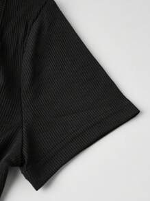 Olithes Petite 2 件套休闲纯色连体裤套装，春夏 - 黑色 - 查看 8