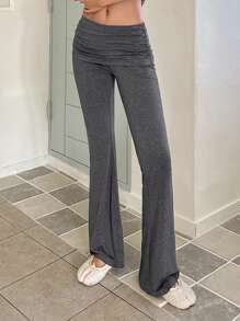 DAZY Layered Ruffle Design Home Flare Pants Pajama - Dark Grey - View 5