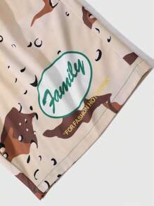 Manfinity EMRG Conjunto de manga corta y pantalón corto con estampado sencillo para hombre de talla grande