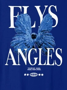 Manfinity Dauomo Men'S Wing & Letter Printed Short Sleeve T-Shirt - Royal Blue - View 6