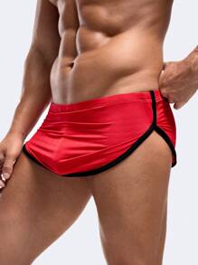 男士性感袋装设计三角裤 - 紅色 - 查看 4