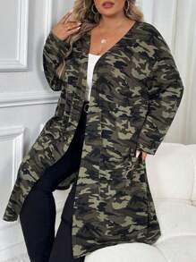 SHEIN CURVE+ Coat & Jaket Ukuran Plus - MultiWarna - View 7