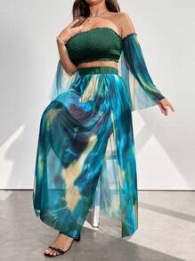 SHEIN Clasi 2pcs Plus Size Women's Chiffon Blouse And Skirt Set - Multicolor - View 6