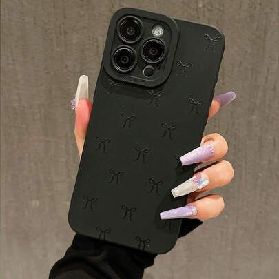 SV Pattern Studio Ốp điện thoại họa tiết nơ Kawaii dễ thương giản dị màu đen, ngày lễ, ngày lễ tình nhân