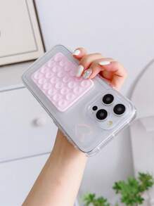 GIOIA TANG Funda de teléfono transparente con estampado de corazón de artista, ventosa para descompresión y superficie lisa para soporte de teléfono, compatible con Funda Apple, para días festivos, amor y San Valentín - Rosa - Ver 4