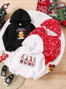 Bộ 3 áo nỉ cho bé gái in hình ông già Noel và khẩu hiệu "Chúc mừng Giáng sinh" với họa tiết bánh gừng và túi, phối màu đỏ trắng cổ điển, rất thích hợp cho dịp Giáng sinh. - màu đen - Xem 3