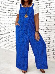 SHEIN LUNE Plus Size Leopard Print Jumpsuit