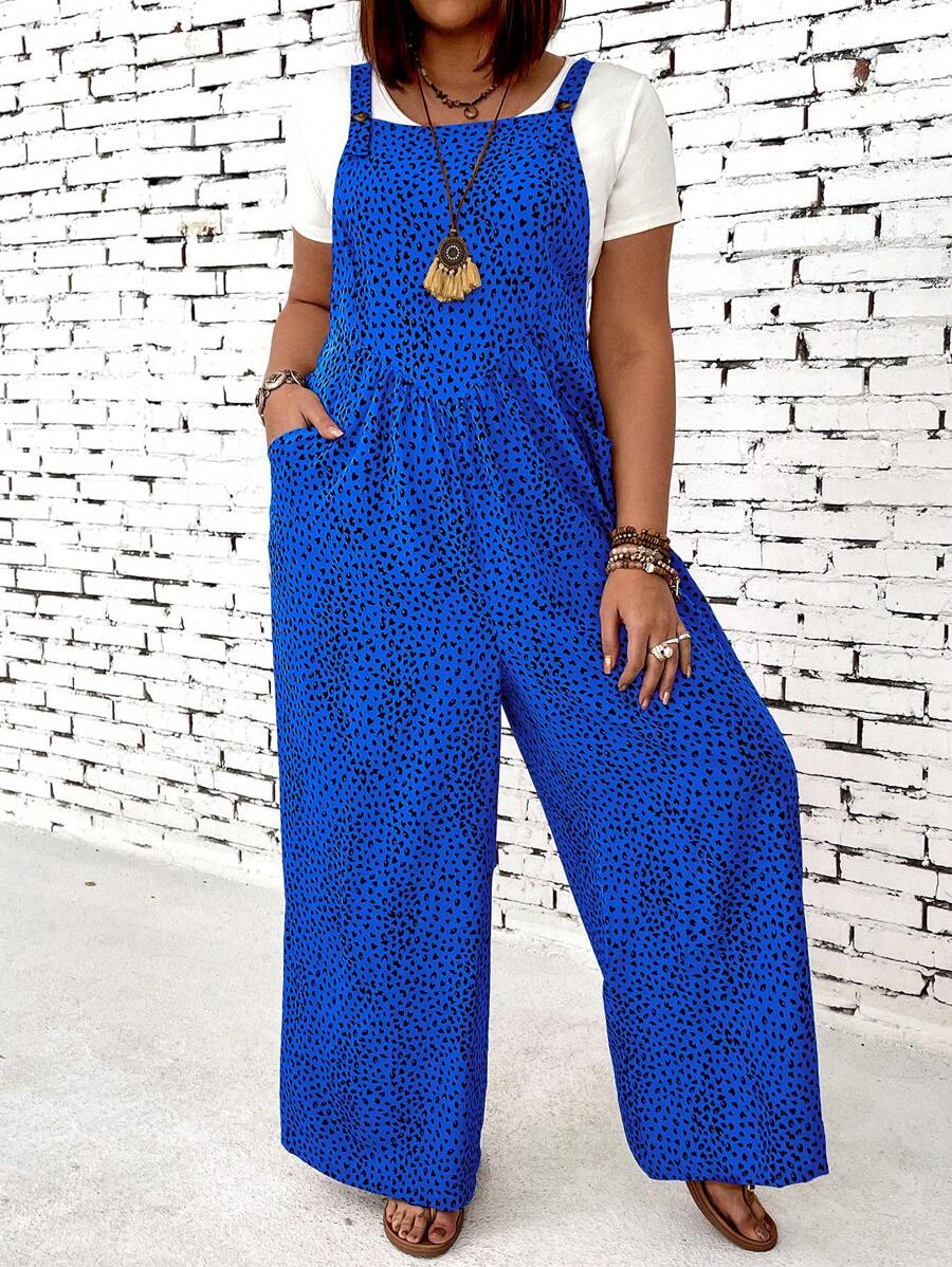 SHEIN LUNE Plus Size Leopard Print Jumpsuit