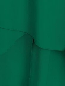 SHEIN 2 Stücke Damen Große Größen Sommer Einfarbig V-Ausschnitt Asymmetrischer Saum Tanka Top und Geometrisches Muster Weites Bein Hosen Freizeitanzug - Grün - Übersicht 4