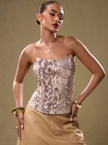 MUSERA Slangenhuidpatroon Bandeau Corset Top Ibiza Rave Boho