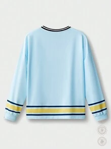 Manfinity VCAY Men Digital Printed Loose Long-Sleeved Knitted Jersey T-Shirt,Back To School - Multicolor - View 2