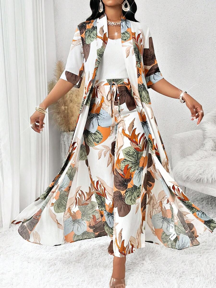 SHEIN Lady قمصان نساء طويلة ملونة منسوجة عمل أنيقة غير رسمية خريف وشتاء، سراويل نساء طويلة ملونة منسوجة