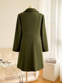SHEIN Privé Chaqueta de invierno tejida verde de talla grande para mujeres, a prueba de viento y cálida, nuevo diseño en línea A - Verde Oscuro - Ver 9
