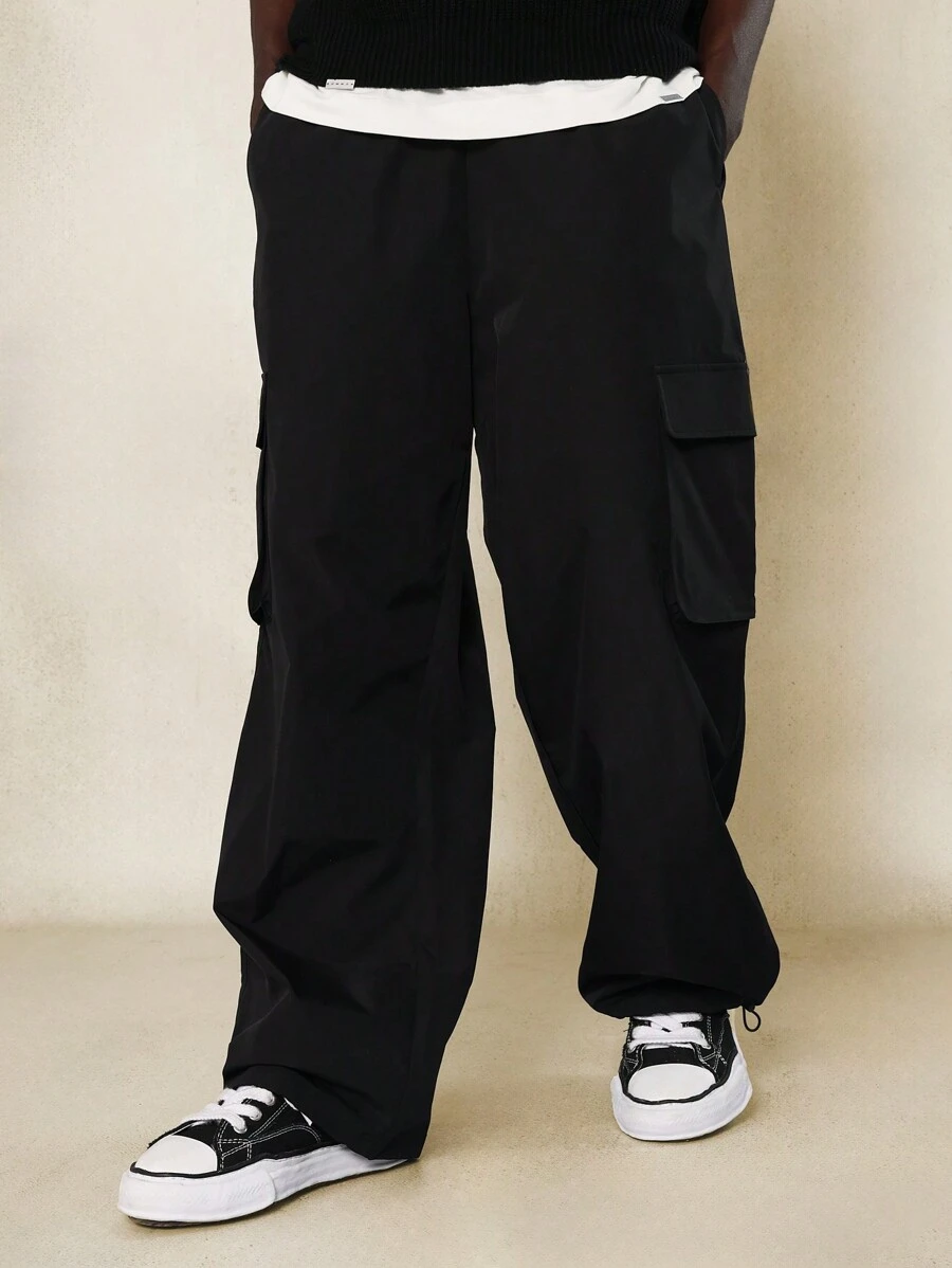 SUMWON Loose Fit Nylon Cargo Pant - Black - View 1