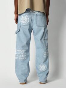 SUMWON Flare Fit Jean With Graphic - Blue - View 4