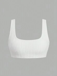 SHEIN Unity 秋季女式罗纹针织无缝填充短款上衣吊带背心套装 - 彩色 - 查看 4