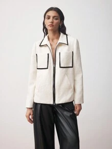 BizChic Schwarzer Mantel mit elastischem Bund, locker geschnitten, gerade Passform