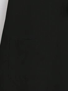 SHEIN LUNE 女士纯色圆领短袖休闲短裙 - 黑色 - 查看 4