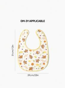 TOM & JERRY X SHEIN 3 件装可爱卡通印花纯棉婴儿围兜，适合流口水的婴儿 - 彩色 - 查看 4