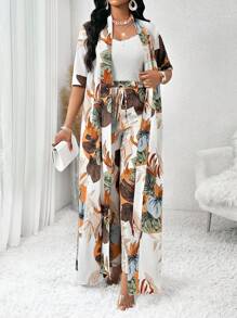 SHEIN Lady قمصان نساء طويلة ملونة منسوجة عمل أنيقة غير رسمية خريف وشتاء، سراويل نساء طويلة ملونة منسوجة
