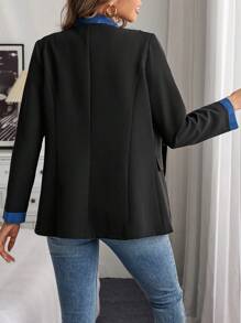 SHEIN Clasi Áo khoác nữ cổ bẻ 2 trong 1 thanh lịch - màu đen - Xem 2
