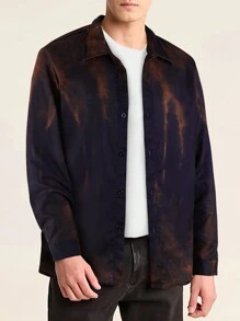 Manfinity EMRG قميص كاجوال بأكمام طويلة بطباعة أومبير بسيطة للرجال