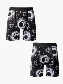 Men's Digital Print Boxer Briefs - Black and White - View 1
