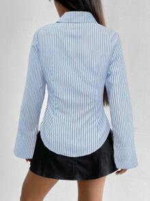 Flirla Women's Casual Regular Fit Striped Blouse, Spring And Summer Women Shirt Fall Cloth For Women - Multicolor - View 2