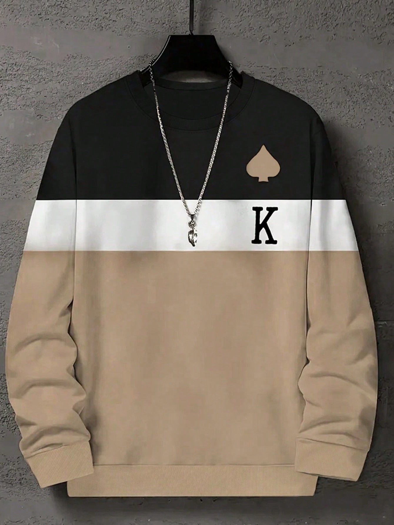 Manfinity Dauomo Men's Plus Size Casual Colorblock Letter Print Hoodie