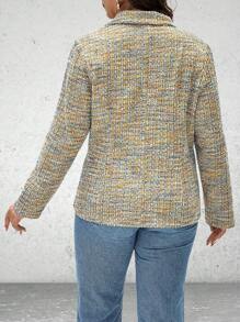 Vionelle 大码翻领长袖正面纽扣简约西装外套，休闲日常穿着 - 彩色 - 查看 2