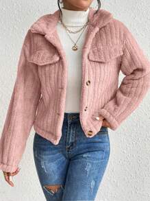 Chiquease 女士纯色简约日常长袖夹克 - 粉色 - 查看 5